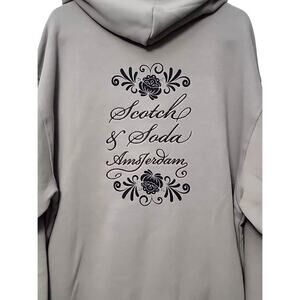 Scotch & Soda Gray Pullover Hoodie Unisex XL Black Embroidered Front & Back Sm